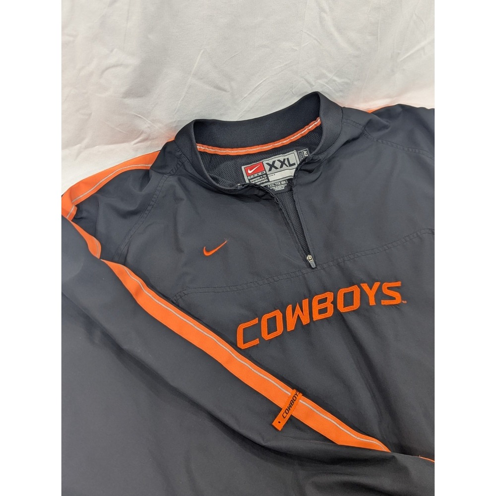 VTG Oklahoma State Jacket Mens XXL Nike Team 1/2‎ Zip Pullover Windbreaker